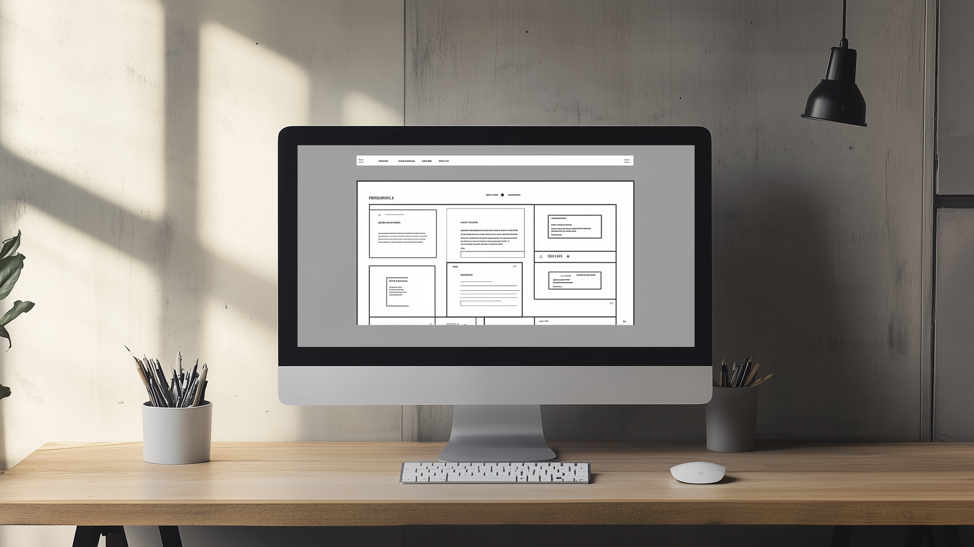 Wireframes op een computerscherm